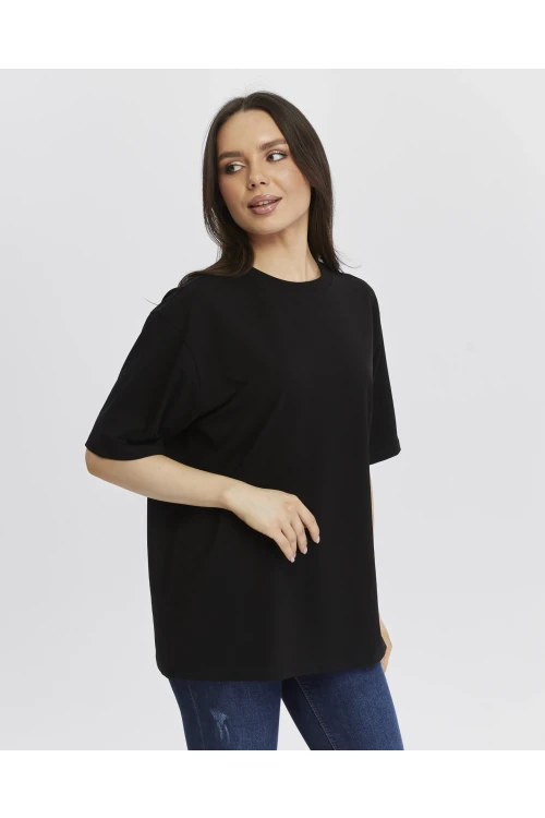 Bisiklet Yaka Kadın Oversize Tişört 7304