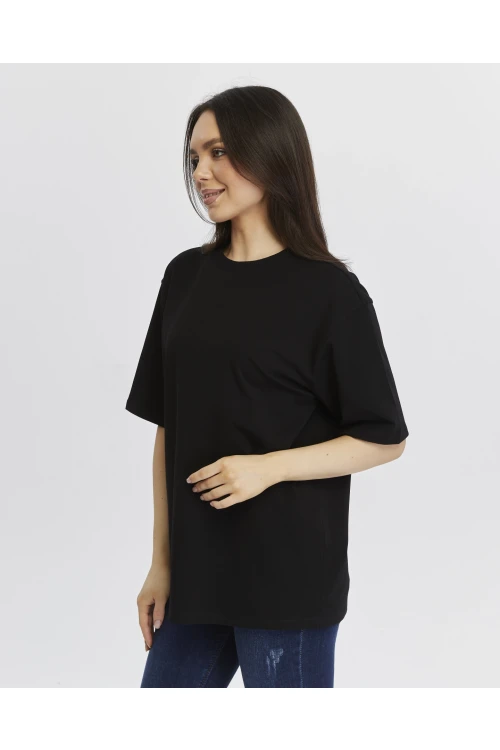 Bisiklet Yaka Kadın Oversize Tişört 7304