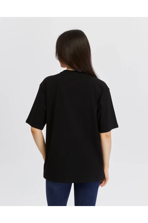 Bisiklet Yaka Kadın Oversize Tişört 7304