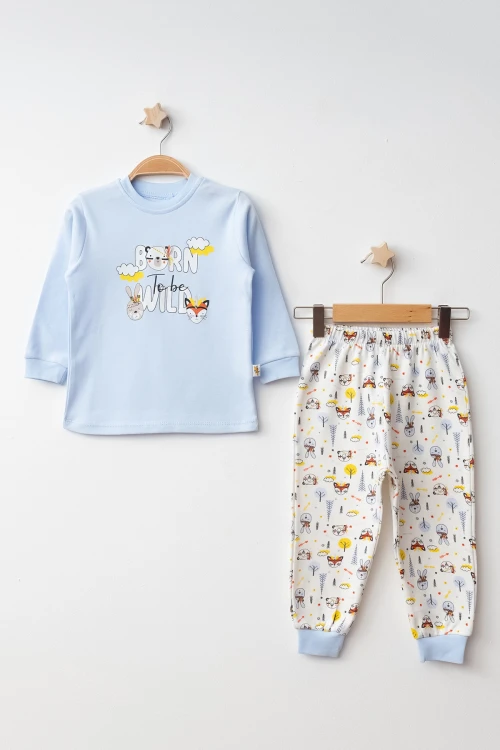 Born To Wild Baskılı Pamuklu Pijama Takımı 45160