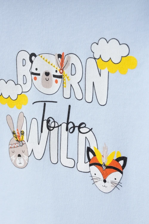 Born To Wild Baskılı Pamuklu Pijama Takımı 45160