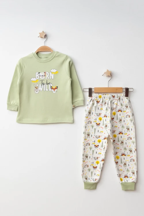 Born To Wild Baskılı Pamuklu Pijama Takımı 45160