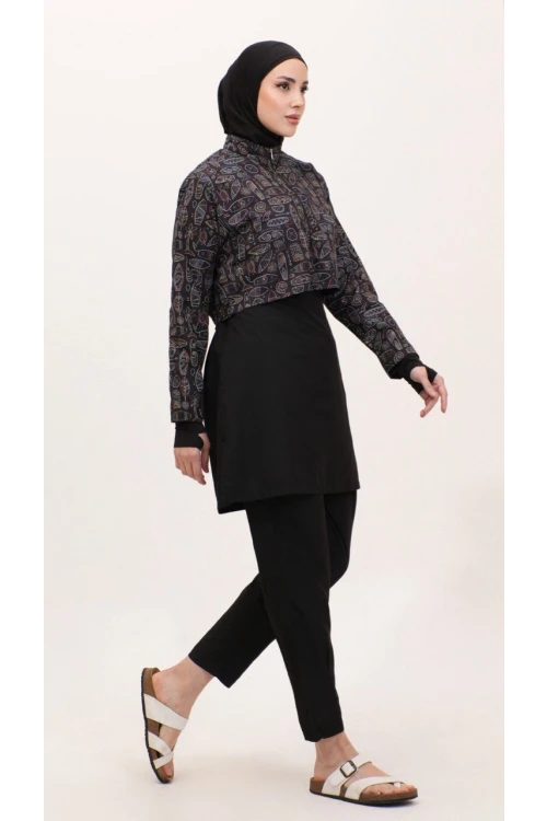 Büyük Beden Desenli Tesettür Mayosu  H01