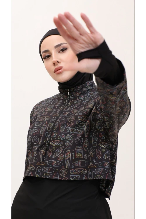 Büyük Beden Desenli Tesettür Mayosu  H01