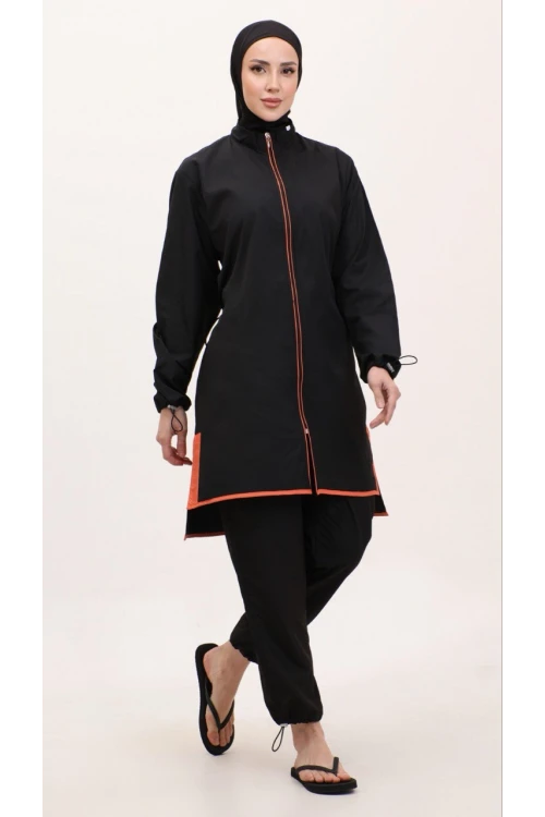 Büyük Beden Desenli Tesettür Mayosu Haşema H03