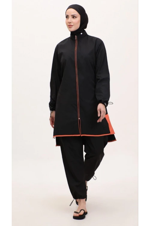 Büyük Beden Desenli Tesettür Mayosu Haşema H04