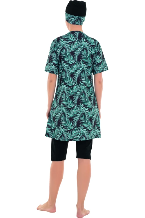 Büyük Beden Desenli Yarım Tesettür Mayo 1704-6