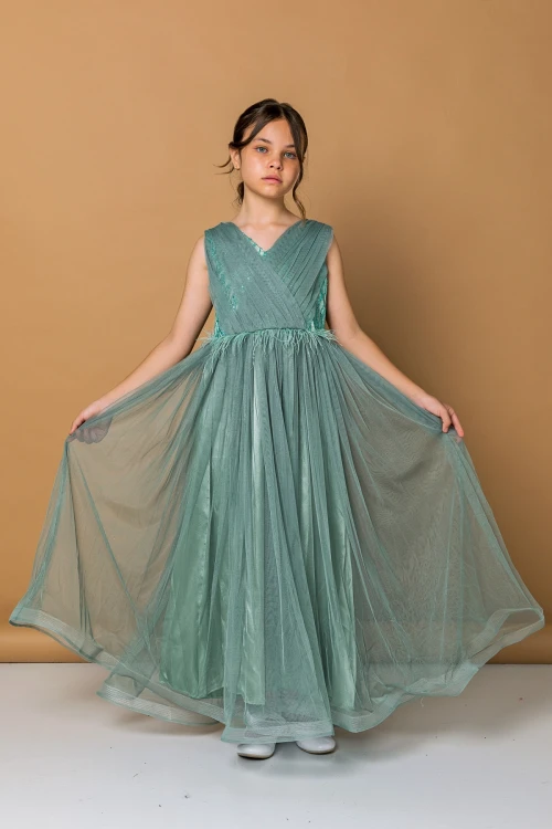 Büzgülü Tüllü Abiye 2275