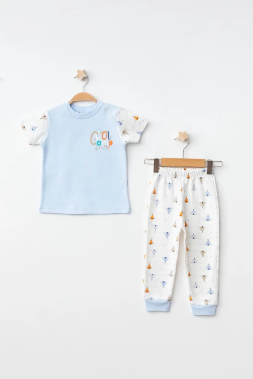 Çadır Desenli Kısa Kol Pijama Takımı 54216
