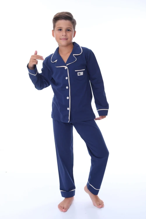 Cepli Yakalı Desenli Erkek Çocuk Pijama Takımı 36201
