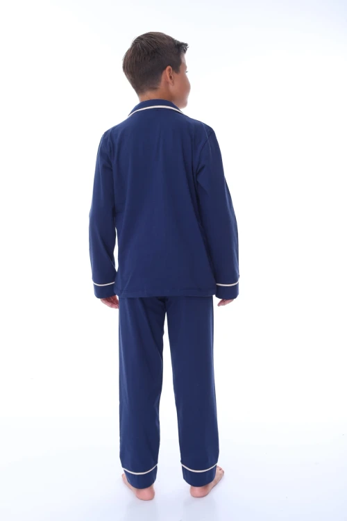 Cepli Yakalı Desenli Erkek Çocuk Pijama Takımı 36201