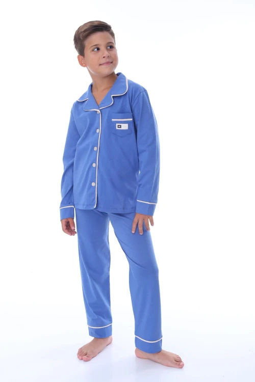 Cepli Yakalı Desenli Erkek Çocuk Pijama Takımı 36201