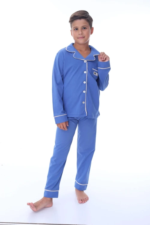 Cepli Yakalı Desenli Erkek Çocuk Pijama Takımı 36201