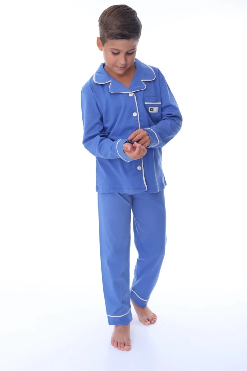 Cepli Yakalı Desenli Erkek Çocuk Pijama Takımı 36201