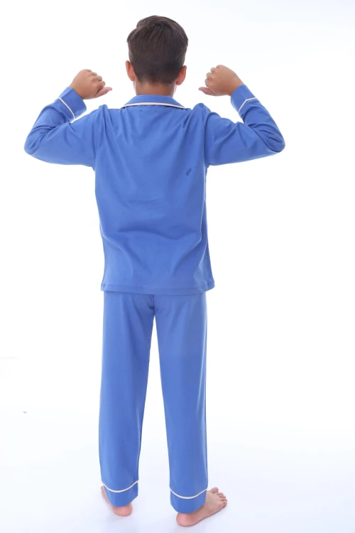 Cepli Yakalı Desenli Erkek Çocuk Pijama Takımı 36201