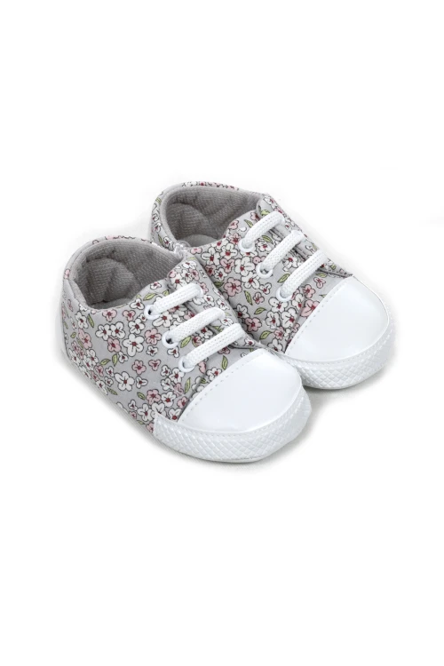 Çiçek Desenli Bağcıklı Bebek Ayakkabı 1088