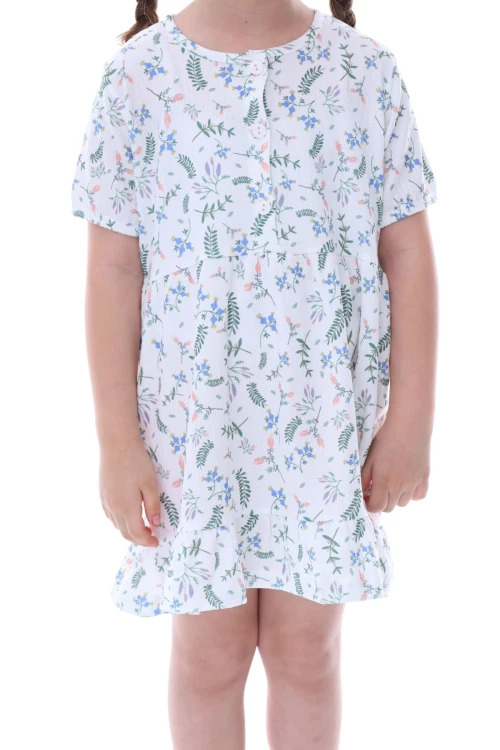 Çiçek Desenli Kısa Kol Elbise 24026