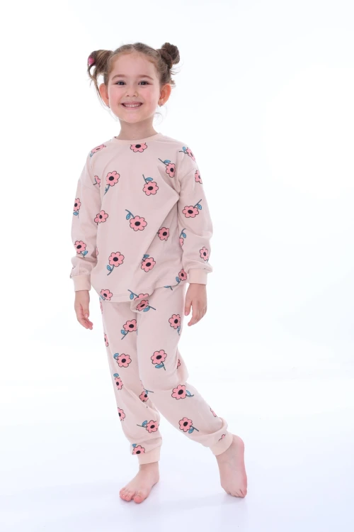 Çiçek Desenli Kız Çocuk Pijama Takımı 31210