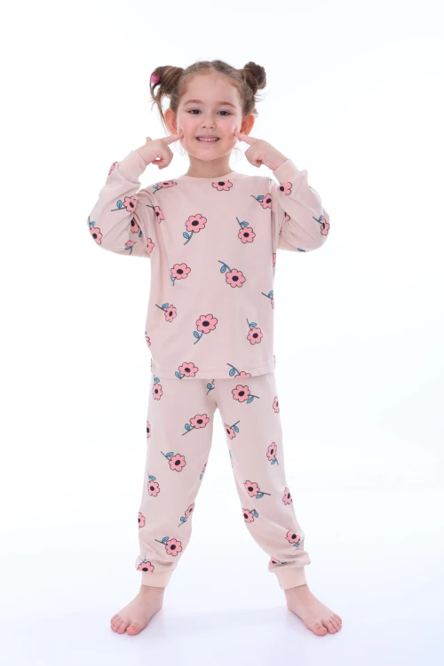 Çiçek Desenli Kız Çocuk Pijama Takımı 31210