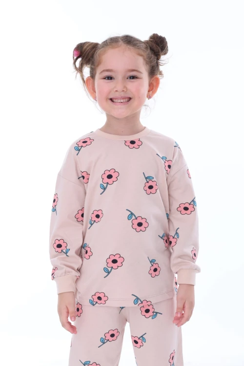 Çiçek Desenli Kız Çocuk Pijama Takımı 31210