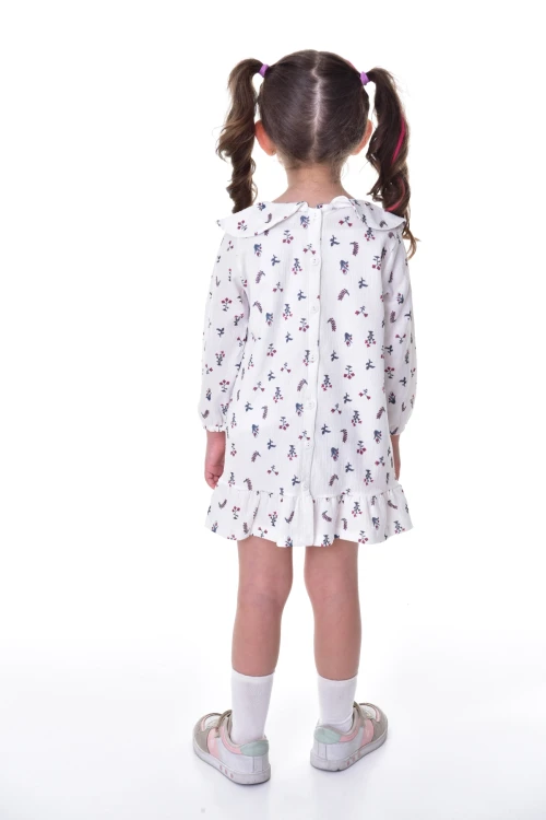 Çiçek Desenli Yakalı Elbise 24012