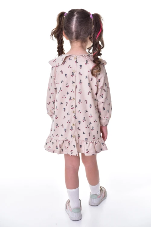 Çiçek Desenli Yakalı Elbise 24012