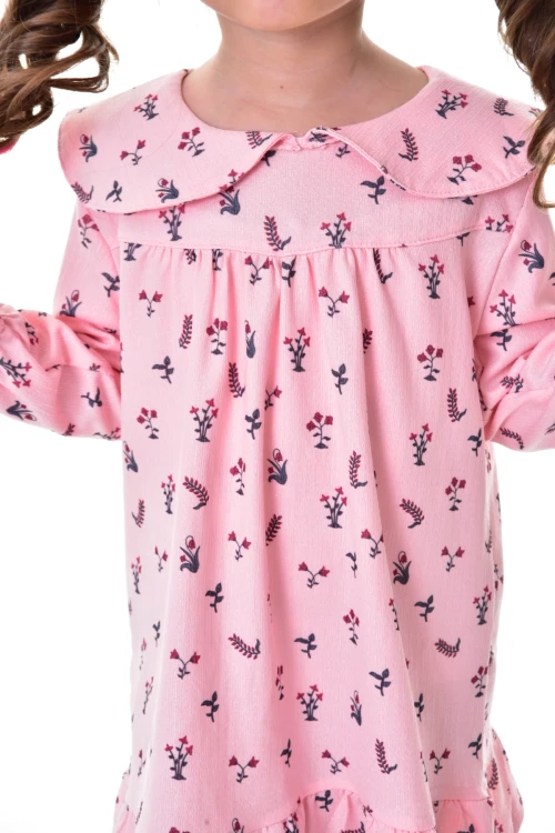 Çiçek Desenli Yakalı Elbise 24012