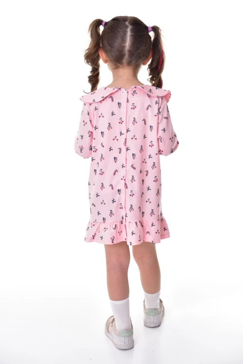 Çiçek Desenli Yakalı Elbise 24012