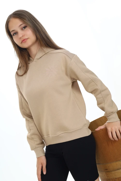 Çiçek İşlemeli Kız Sweat 7191