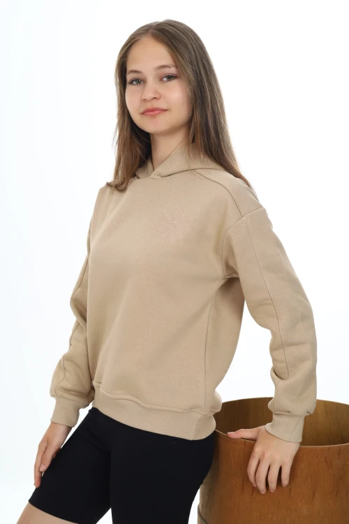 Çiçek İşlemeli Kız Sweat 7191