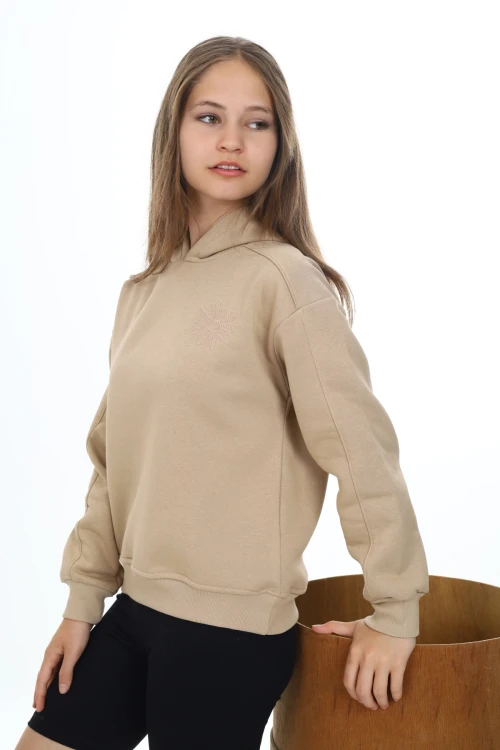 Çiçek İşlemeli Kız Sweat 7191