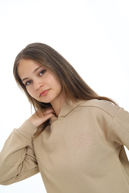 Çiçek İşlemeli Kız Sweat 7191
