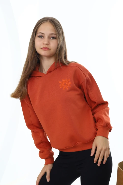 Çiçek İşlemeli Kız Sweat 7191