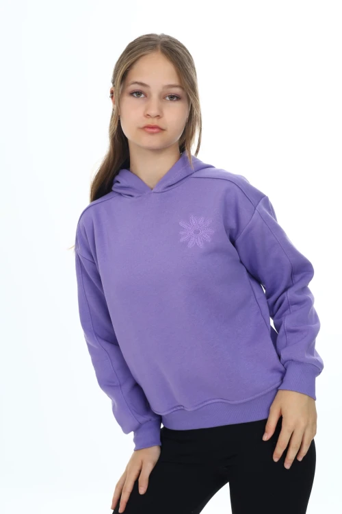 Çiçek İşlemeli Kız Sweat 7191