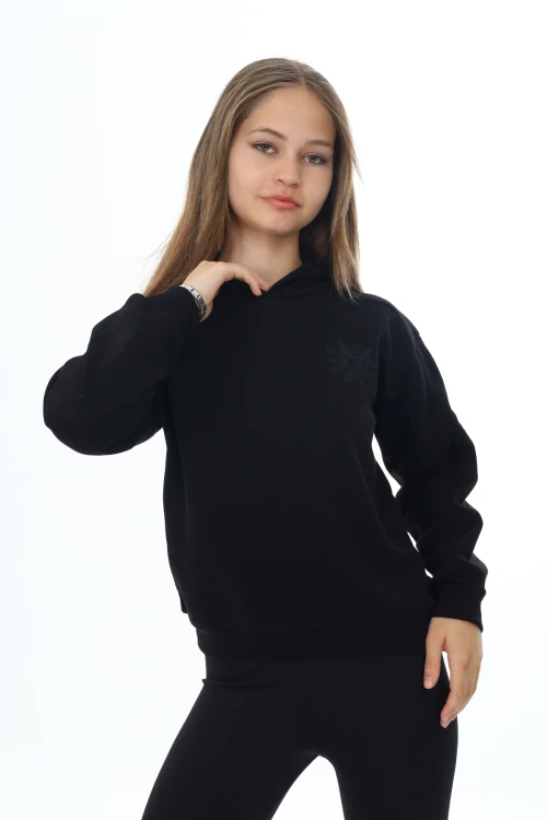 Çiçek İşlemeli Kız Sweat 7191