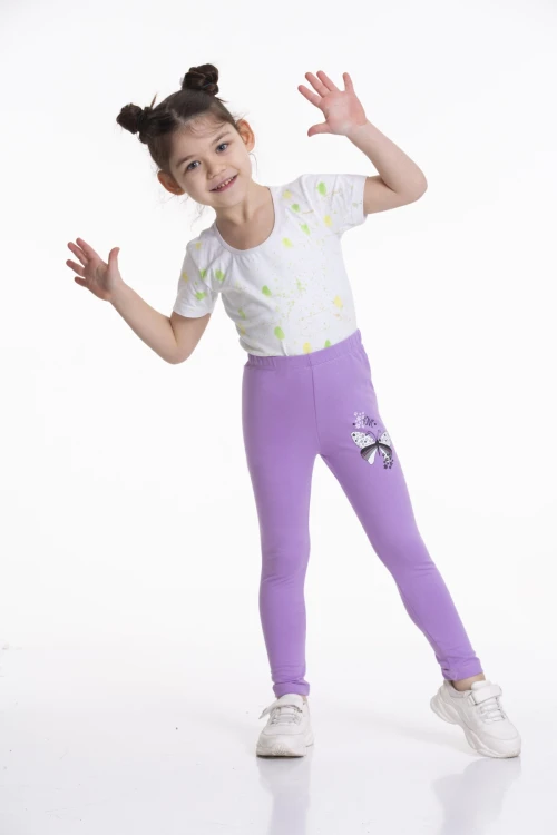 Çiçekli Kelebek Baskılı 2li Tayt 54877