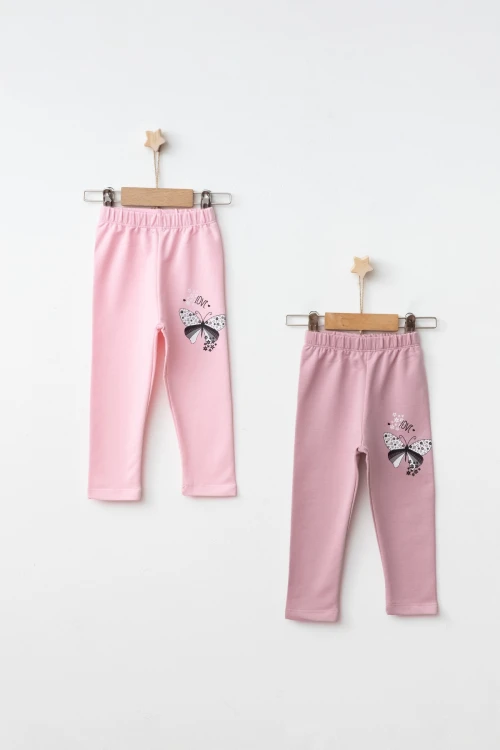 Çiçekli Kelebek Baskılı 2li Tayt 54877