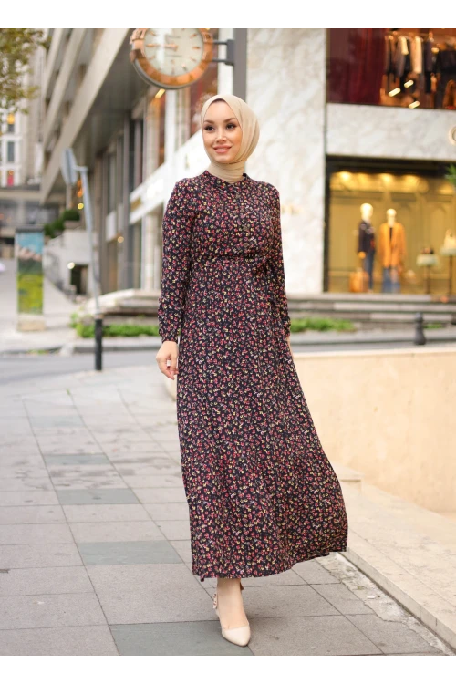 Çıtır Desenli Elbise N006