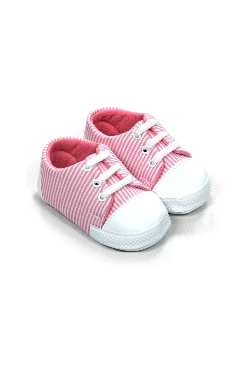 Çizgili Bağcıklı Bebek Ayakkabısı 1095