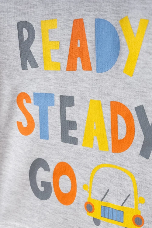 Çizgili Ready Baskılı Pamuklu Pijama Takımı 45159