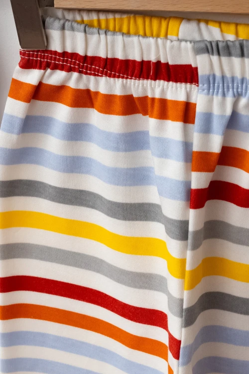 Çizgili Ready Baskılı Pamuklu Pijama Takımı 45159