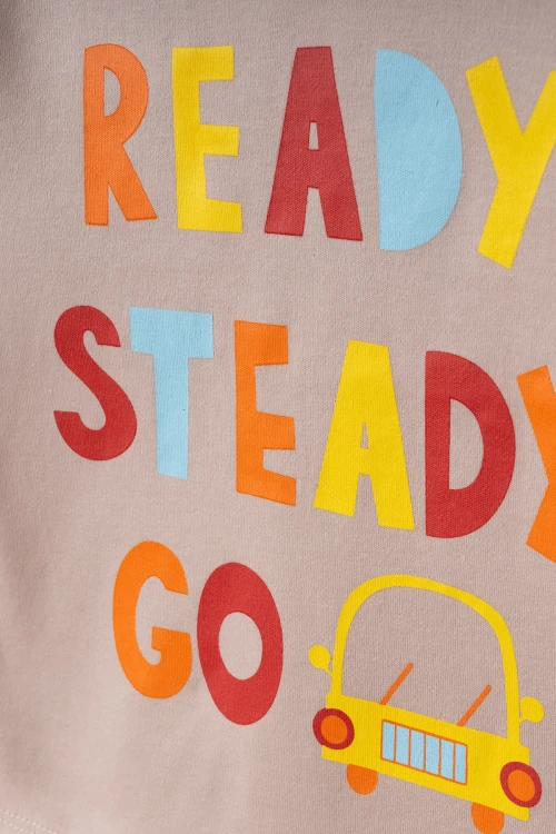 Çizgili Ready Baskılı Pamuklu Pijama Takımı 45159