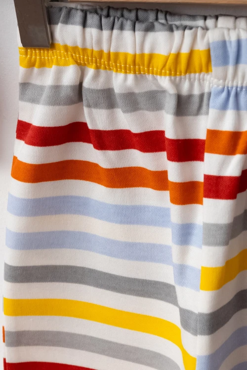 Çizgili Ready Baskılı Pamuklu Pijama Takımı 45159