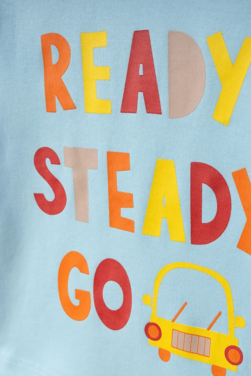 Çizgili Ready Baskılı Pamuklu Pijama Takımı 45159