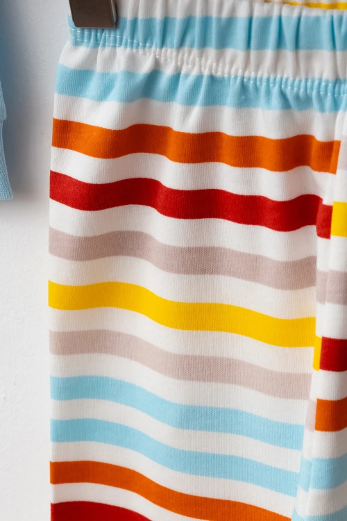 Çizgili Ready Baskılı Pamuklu Pijama Takımı 45159