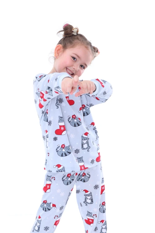 Çizmeli Kedi Desenli Kız Çocuk Pijama Takımı 31209