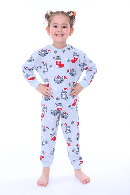 Çizmeli Kedi Desenli Kız Çocuk Pijama Takımı 31209