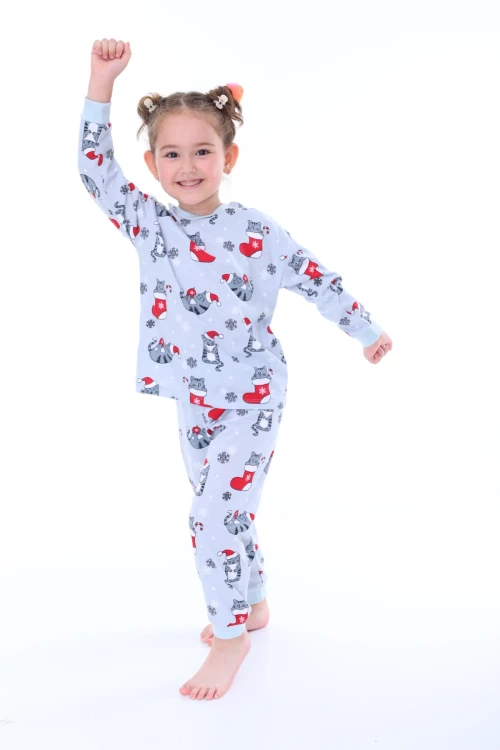 Çizmeli Kedi Desenli Kız Çocuk Pijama Takımı 31209