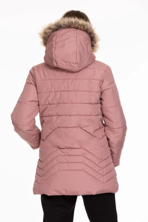 Desenli Kapşonlu Kız Çocuk Mont 4021-1