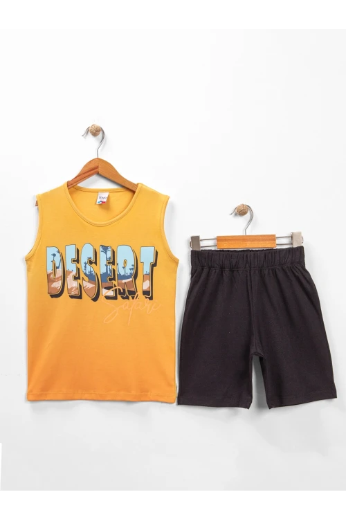 Desert Safari Baskılı Sıfır Kol Şortlu Takım 15389